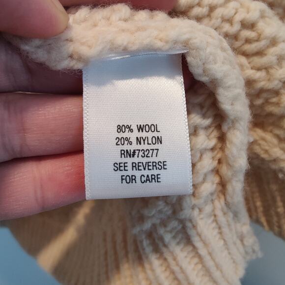 Sonoma Men's Sz XL Cream Chunky Cable Knit Fisherman Sweater Thick Wool Blend - Picture 5 of 6